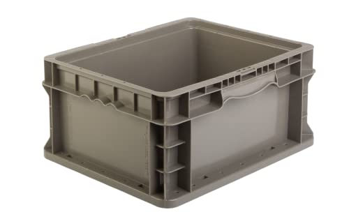 Hudson Exchange 12 x 15 x 7.5" (4 Pack) Straight Wall Handled Storage Container Tote, Gray/Brown