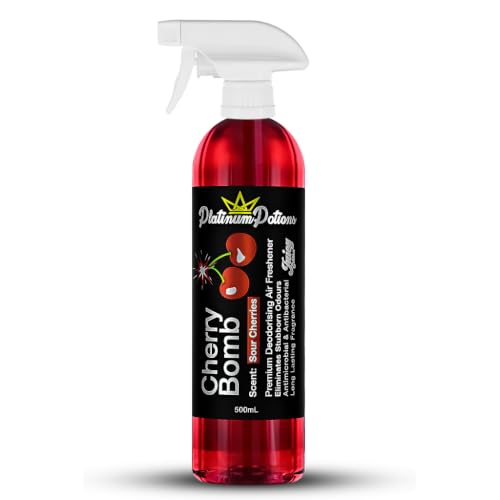 Water-Based Car Air Freshener Spray | Luxury Automotive Deodorizer | Mold-Resistant Formula | Eliminates Odors and Refreshes Vehicle Interior | 17 fl oz | Cherry Bomb