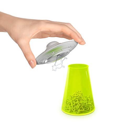 Genuine Fred Filing Saucer Paperclip Dispenser UFO Holder with Cow Paperclips, Space Themed Desktop Organizer Fun and Functional Desk Accessory for Home and Office - view 2