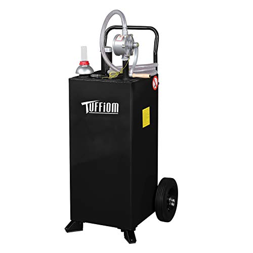 30 Gallon Fuel Gas Caddy w/Wheels & Manual Siphon Pump,Portable Diesel Fuel Transfer Storage Tank w/8.9ft Hose,Gasoline Can Container for ATV Car Mowers Tractor Boat