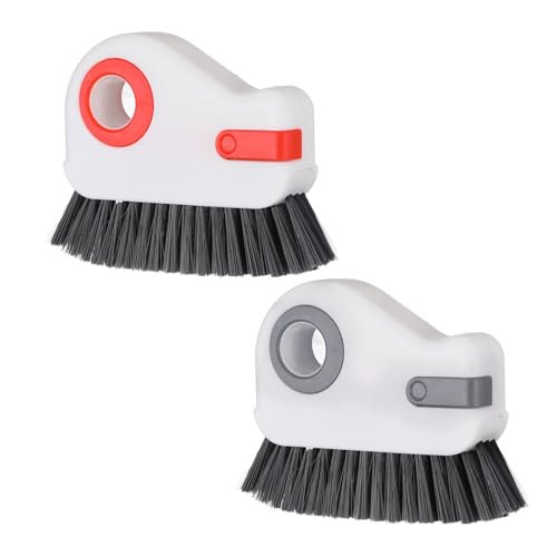 2 PCS Groove Cleaning Brush 2 in 1 Window Track Cleaning Tool Crevice Cleanings Brush Multifunction Hard Bristle with Hidden Scraper Grout Cleaner Grip Brushes for Slid Door Track Window Sill