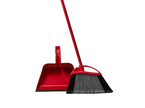 Broom with Dustpan Combo Set, Step-On Dustpan, V-Shaped Bristles