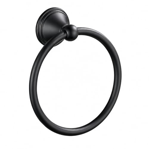 Towel Ring for Bathroom, Matte Black Hand Towel Holder 1 Pack, Bathroom Accessories and Towel Racks for Bathroom Wall Mount