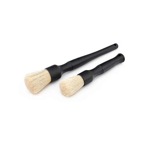 Boar Hair Detailing Brush Set, Comfortable Grip and Heavy-Duty Scrubbing for Interior, Exterior, Engine Bay, Wheels, Exhaust Tips, Textured Plastic