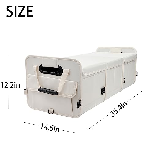 Car Trunk Organizer with Lid Storage Collapsible Multi Compartment Adjustable Straps for SUV, Truck, Sedan(Beige) XL - view 4
