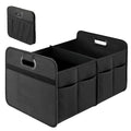 Car Trunk Organizer, 2 Compartments Collapsible Trunk Storage, Anti-slip Design, Made of Waterproof 600D Oxford Polyester, Suitable for SUV, Minivan, Truck, Standard Size, Black