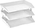 Facility 3 Tier Letter Tray, Side Load, Letter Size/A4, Desktop File Organizer, Plastic (White Color)
