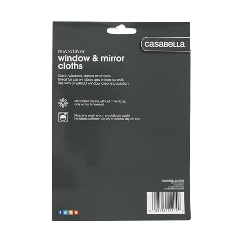 Lint-Free Microfiber Glass and Mirror Cleaning Cloths, White/Black (Set of 2) - view 3