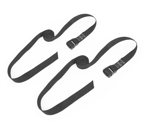 1.5 inch x 8ft HD Lashing Strap with Black Buckle, Black 2-Pack