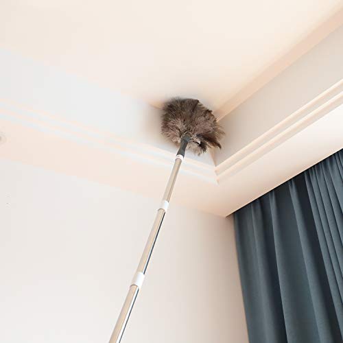 Gray Ostrich Feather Duster with 71 Inch Extendable Pole, Microfiber Duster for Home Cleaning - view 5