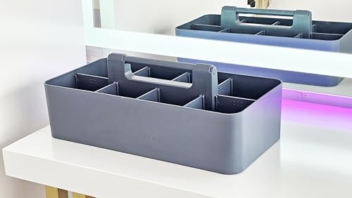 2 PACK - Portable DIY 8 Dividers Durable Plastic Tote Tool & Supply Cleaning Caddy with Handle Made In USA (Orion Gray) - view 6