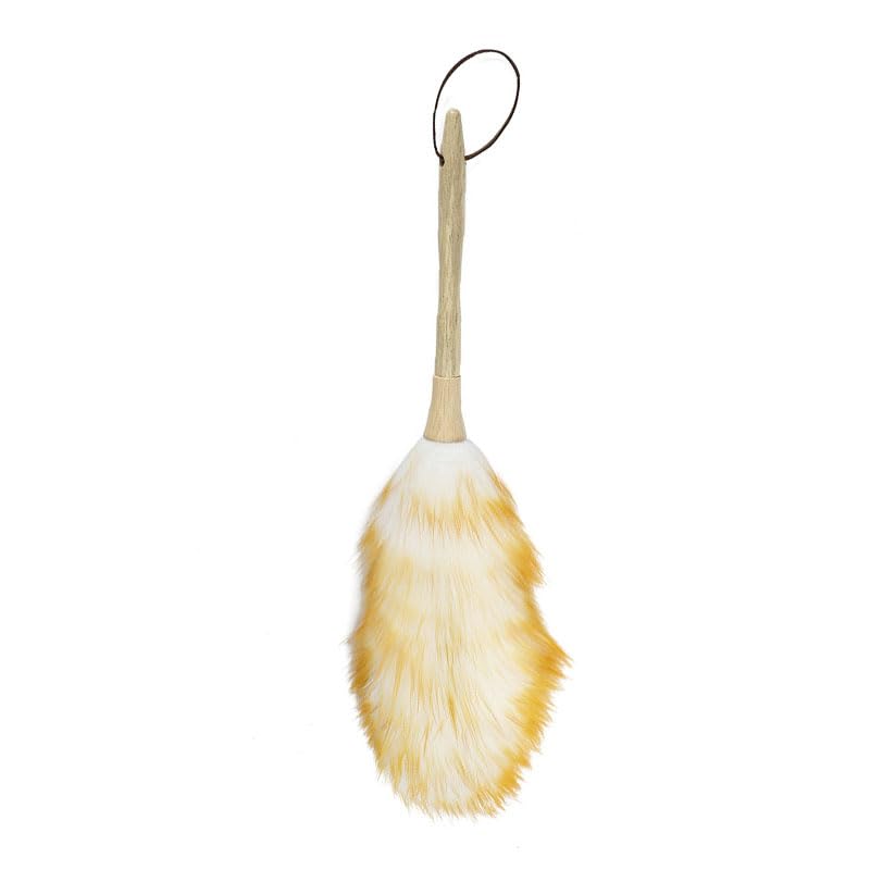Lambswool Duster with Wooden Handle – Multipurpose Dusting Wand for Ceiling Fans, Blinds, Electronics & Hard-to-Reach Areas, Static-Free Cleaning Tool with Comfortable Grip