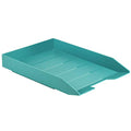 Stackable Letter Tray Front Load, Letter Size, Stacking Document Desk Office Paper Organizer, Plastic, Solid Green Color, 1 Unit