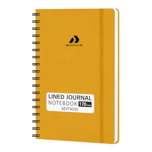 A5 Lined Spiral Notebook - 170 Pages, College Ruled, Yellow