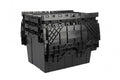 Hudson Exchange 21.9 x 15.2 x 12.8” (3 Pack) Storage Tote Distribution Container with Hinged Attached Lid, Black