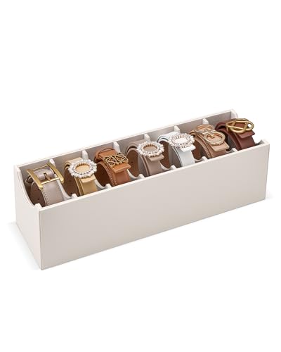 Belt Organizer for Closet, Belt Box & Storage Drawer -Cream