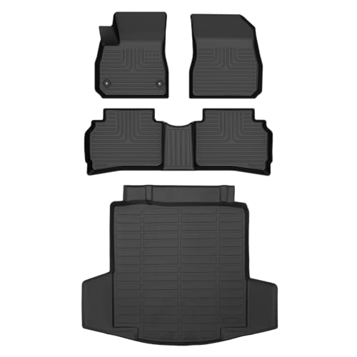Floor Mats & Cargo Liner for Chevy Malibu 2016-2025 All Weather Automotive TPE Floor Liners Set Anti-Slip Waterproof Chevrolet Malibu Accessories (Car Mats+Trunk Mat)