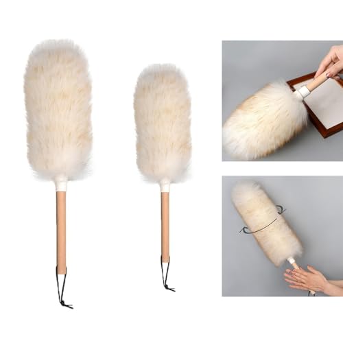 Wool Dusters Microfiber Dusting Wand with Bamboo Handle Car Dusters for Home Car Sweeping Dusts - view 2