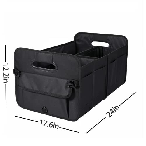 Car Trunk Organizer Car Storage Organizer Collapsible Multi Compartment Car Organizer Adjustable Straps Car Organizer for SUV(Black) - view 4