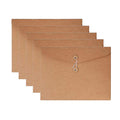 Kraft String Envelope File Folder Project Pockets File Jacket Document Organizer Flat-No Expansion A4 Letter Size (Kraft Brown, Pack of 5)