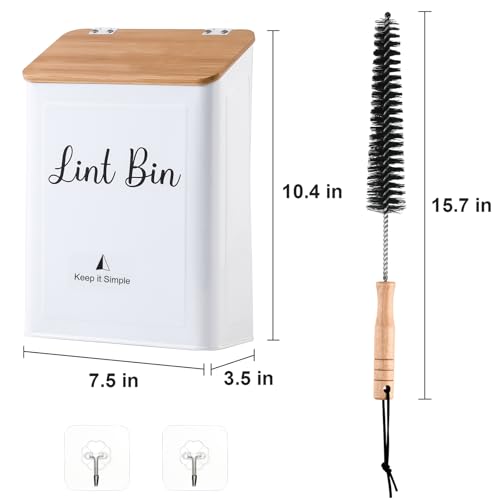 Magnetic Lint Bin for Laundry Room Organization and Storage,White - view 2