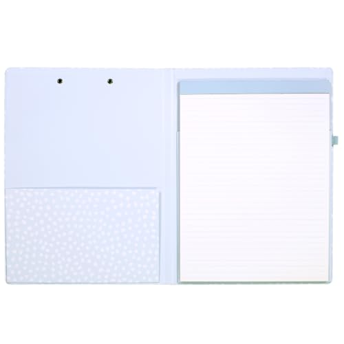 Steel Mill & Co. Cute Clipboard Folio with Notepad, Light Blue Dots - view 2