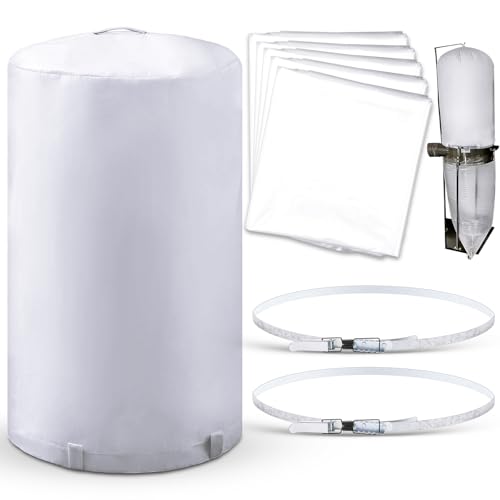 8 Pcs Dust Collector Bags and Band Clamps Set, Filter Replacement Bag, Fit for Dust Collector Woodworking with Diameters from 18-7/8 to 19-27/64 (1.97mil)