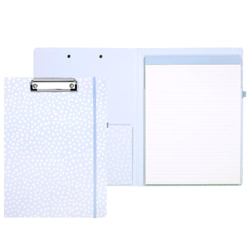 Steel Mill & Co. Cute Clipboard Folio with Notepad, Light Blue Dots - view 3