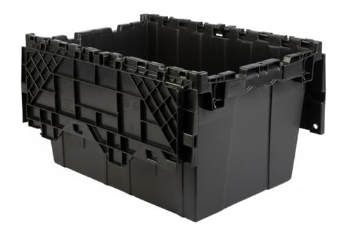 Hudson Exchange 21.9 x 15.2 x 12.8” (3 Pack) Storage Tote Distribution Container with Hinged Attached Lid, Black - view 5