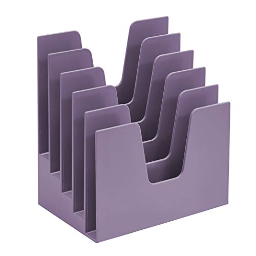 5 Section Incline File Sorter Organizer, Desktop Mail Holder Purple