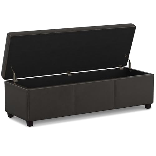 Avalon 54" Wide Vegan Leather Storage Ottoman in Tanners Brown - view 4