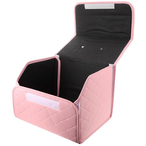 Foldable Car Trunk Organizer Box for Easy Storage Pink Artificial Leather