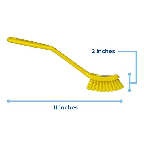 Fine Dish Brush - Heavy-Duty, Narrow, Slip-Resistant Cleaning Brush, Polypropylene, Polyester Bristle, 11 Inch, Yellow, (42876) - view 3