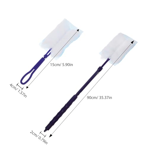 Electrostatic Duster Refills 20pcs Flat Head with Blue Short Handle and Extendable Long Handle, Microfiber Cleaning Dust Remover for Household and Desktop Cleaning - view 2