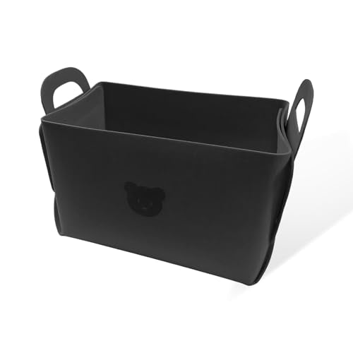 Car Trunk Organizer, Foldable Felt Basket Lightweight Storage Bin with Handles, Large Capacity Flexible Storage Bag Multipurpose Organizer for Vehicle Trunk & Backseat (Gray, 1 Bear)