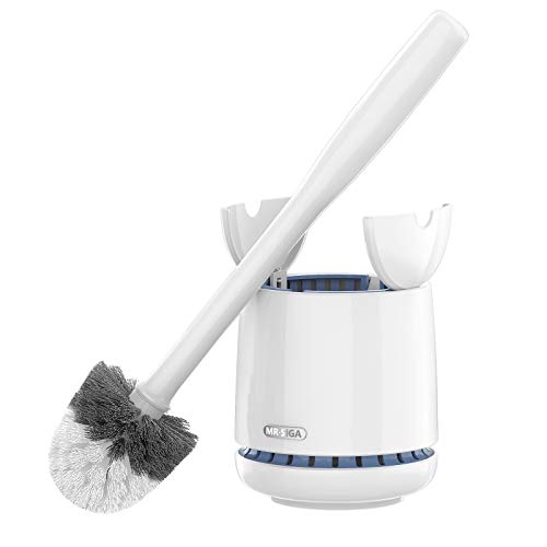 Toilet Bowl Brush and Holder, Sturdy Long Handle, White, 1 Pack