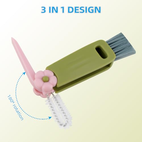 3 Pcs 3 in 1 Cup Lid Cleaning Brush Crevice Cleaning Brush for Bottle Gap 3 in 1 Cleaning Brushes for Tight Spaces Multifunctional Portable Cup Lid Cleaner Home Kitchen Cleaning Tools (Green Blue Red) - view 5