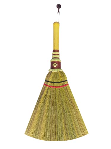 Handmade,Natural Grass Asian, Whisk Broom Thai, Handle Bamboo, Soft Brush Mini with Solid Wood Handle Retro Nature No Static Electricity Sweeping 13in - view 3
