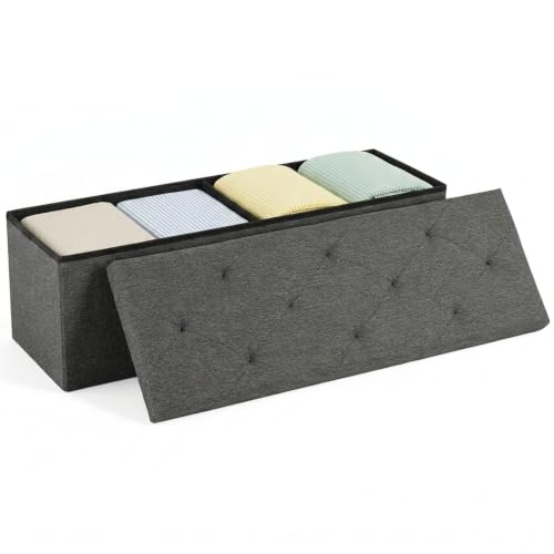 43 Inch Foldable Storage Ottoman Bench, Large Ottoman with Storage