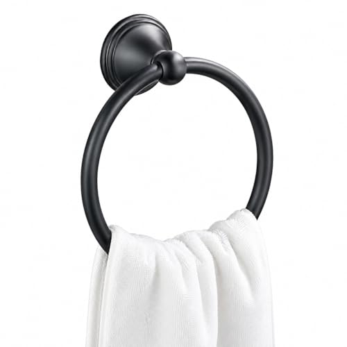 Towel Ring for Bathroom, Matte Black Hand Towel Holder 1 Pack, Bathroom Accessories and Towel Racks for Bathroom Wall Mount - view 6