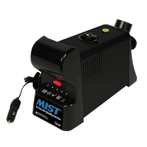 590160 MIST II Ultrasonic Cleaning Unit for Enhancing Air Quality in Automotive HVAC Systems, Advanced Nanodroplet Delivery System, Automatic Shut-off, Portable, Compact, 12-Volt DC, Black