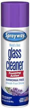 Glass Cleaner Lavender Scent Foaming Aerosol Spray, 19oz, Pack of 6 | Ammonia-Free, Streakless, Fast-Acting | Cleans & Polishes Glass Surfaces | Removes Fingerprints, Dust, Dirt, Smoke Film