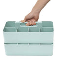 2 PACK - Portable DIY 8 Dividers Durable Plastic Tote Basket Bin Tool & Supply Cleaning Caddy with Handle Made In USA (Mint)
