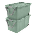 Extra Large Storage Bin, 40 Gallon Wheeled Plastic Storage Container with Handle, Green, Pack of 2 (GREEN)
