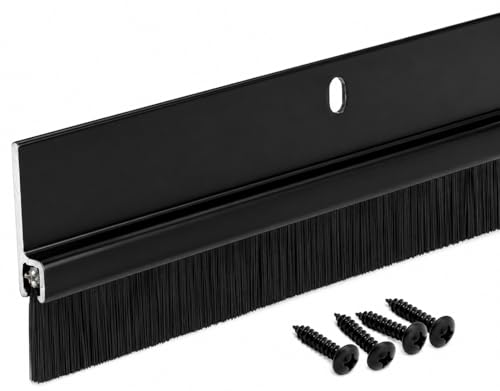 Door Sweeps – Aluminum & Brush | Brush Sweeps for Gaps Up to 1” | Black Holder | 3 Feet | Fill Gaps & Keep Unwanted Debris Out