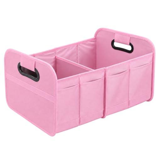 Car Trunk Organizer, Foldable Cargo Storage Bin, 35L, Pink