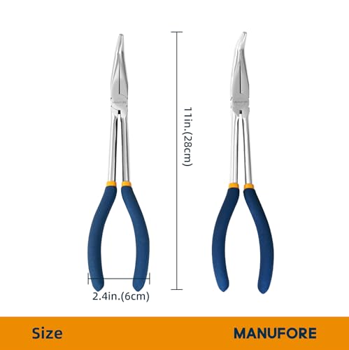 11-Inch Long Reach Needle Nose Pliers, Straight, 45° & 90° Bent - view 2