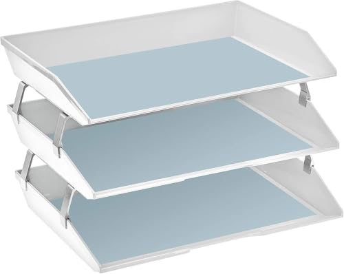 Facility 3 Tier Letter Tray, Side Load, Letter Size/A4, Desktop File Organizer, Plastic (White Color) - view 2