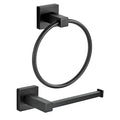 Black Toilet Paper Holder Towel Ring, Black Bathroom Hardware, Hand Towel Holder Toilet Paper Roll Holder Set, Wall Mounted Stainless Steel Bathroom Accessories, 2 PCS