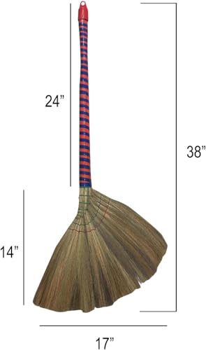 掃把 Anti-Static Choi Bong Co Vietnam Hand Made Straw Soft Broom Colored Handle 12" Head Width, 40" Overall Length 3-PC - view 2